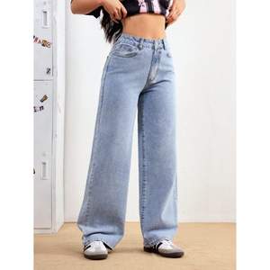 กางเกงยีนส์ผ้ายืดสีฟ้ากว้างทันสมัยเป็นมิตรกับสิ่งแวดล้อมผ้าทนทานเอวสูงขนาด26-40 OSCA International - Product Image 5