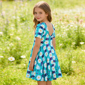 Abiti da Festa per Ragazze Senza Schienale con Maniche Corte e Volant Floreali, Casual Personalizzabili, <span class=keywords><strong>Età</strong></span> 2-12 Anni - Product Image 1