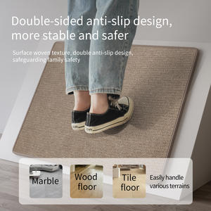 Tapis d'entrée rectangulaire antidérapant en fibre de polyester, couleur unie, pour intérieur - Product Image 5