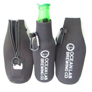 Black Neoprene Insulated Beer <b>Bottle</b> Sleeve Cooler Bag with Built-In <b>Bottle</b> Opener Convenient and Stylish Beer Holder - Product Image 6