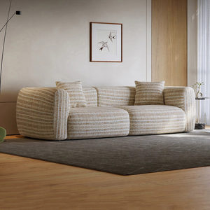 Popolare Divano in Tessuto Morbido Color Crema, Design Moderno di Alta Qualità per Soggiorno, <span class=keywords><strong>3</strong></span> Posti - Product Image 2
