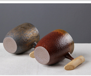 Juego de Tazas de Té de Cerámica Japonesa Retro Reutilizables con Asa de Madera, Tazas de Café y Platillos - Product Image 4