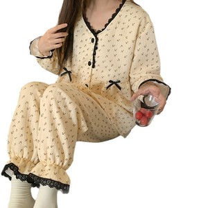 Conjunto de Pijama de Invierno 2026 para Mujer, Camisón Largo Doble con Encaje, Cuello en V, Capa de Algodón Aireado, Cálido y Cómodo, 250g - Product Image 5