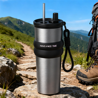 Grande tasse isolée en acier inoxydable avec gobelet de qualité supérieure à paille enduite de céramique 316 pour café et boissons