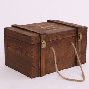 Boîte à vin en <span class=keywords><strong>bois</strong></span> vintage avec 6 bouteilles, de style <span class=keywords><strong>militaire</strong></span>, <span class=keywords><strong>caisse</strong></span> à liqueur décorative Antique en <span class=keywords><strong>bois</strong></span> pour boissons - Product Image 4