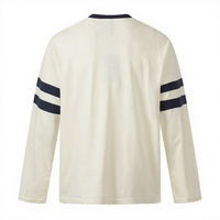 Chemise en tricot gaufré vintage à col rond, manches régulières, longueur normale, avec patch brodé, en polyester/coton