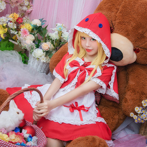 Zixiao Little Red Riding Hood Cosplay Costume Women Adult Red Polyester Dress Set League Of Legends Annie Maid Outfit - Product Image 3