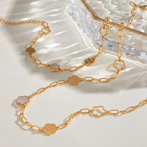 European And American Style 18K Gold Stainless Steel Flower <b>Bracelet</b> <b>Set</b> Unisex Gift Jewelry - Product Image 3