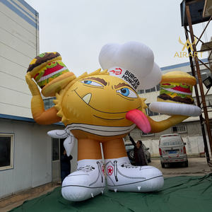 Mascotte géante gonflable de serveur de hamburger de 6 m de haut pour la publicité des magasins de restauration rapide - Product Image 4