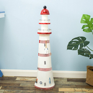 Faro de Madera Estilo Mediterráneo de 75 cm, Decoración para Bodas con Temática Oceánica - Product Image 2