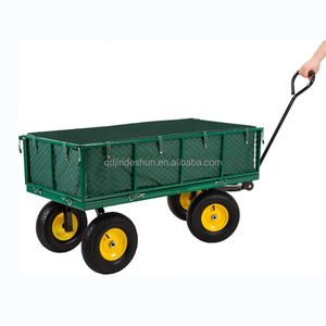 Chariot en acier robuste JDS, chariot utilitaire de jardin avec côtés amovibles et roues pour jardin et cour - Product Image 4