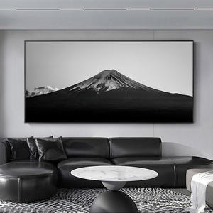 Peinture sur toile de paysage <span class=keywords><strong>Fujisan</strong></span> noir et blanc, peinture murale moderne de grande taille avec des montagnes pour la décoration du salon, à suspendre - Product Image 2