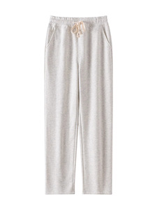 Pantalon de survêtement pour homme avec logo personnalisé, cordon de serrage, poches latérales, taille mi-haute élastique, coupe décontractée ample, jambe large, en tissu peigné - Product Image 6