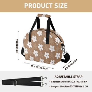 Lifestyle Bags Food Delivery Brown Insulation Tote Hawaii Flower Print Custom Logo Quilted Polyester Cooler Bag for Women - Product Image 3