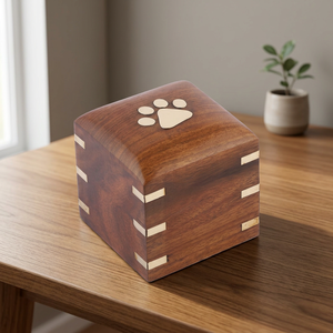 Fournitures pour animaux de compagnie, urne funéraire pour chat et chien, style américain, finition en bois naturel, personnalisable, écologique, capacité de 220 pouces cubes - Product Image 1