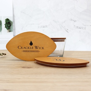 Vietnam venta caliente luz marrón tapa de madera oval sellado mdf vela cubierta de impresión de seda grande frasco de vidrio de tapa - Product Image 3
