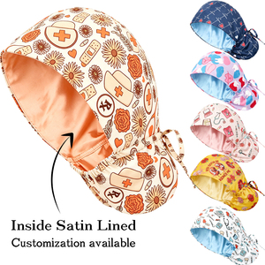 Cappelli Medici Personalizzabili per Donne, Cappelli da Dentista e Veterinaria, Cappelli per Capelli Lunghi ad Asciugatura Rapida, Berretti da Infermiera con Fodera in Raso per Coda di Cavallo - Product Image 1