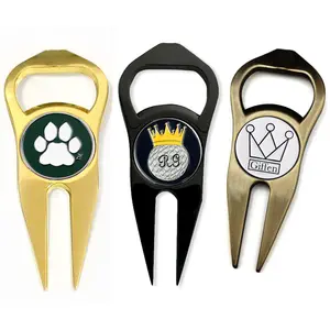 Custom metal crafts divot tool and golf ball marker engravable bottle opener