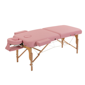 Table de massage pliante portable 2 sections en bois, lit de spa et de beauté avec trou pour le visage, mousse de 7 cm, 260 kg, pour salon, <span class=keywords><strong>tatouage</strong></span>, rose - Product Image 3