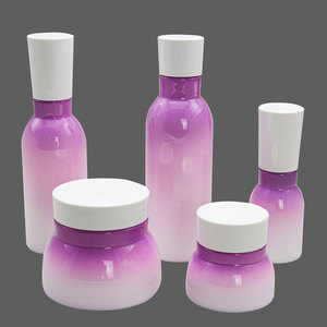 Botella Dispensadora de Crema Facial de Vidrio Blanco Lechoso de Alta Gama con Recubrimiento en Aerosol Degradado Macaron de Color Personalizado - Product Image 1