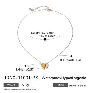 Collana J&D con Cuore Bicolore, Catena a Serpente con Perline in Acciaio Inox Placcato Oro 18K PVD - Product Image 6