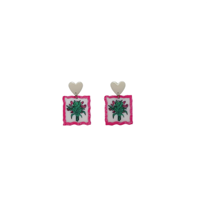 Boucles d'oreilles pendantes Angelina, motif floral, cadre rose, breloque cœur, bijoux de mode pour femme - Product Image 4
