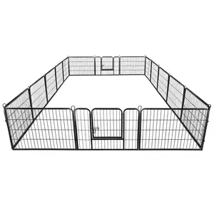 24" Dog Playpen Crate 16 Panel Fence Pet Play Pen Exercise Puppy Kennel Cage