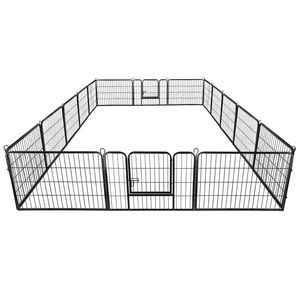 24" Dog Playpen Crate 16 Panel Fence Pet Play Pen Exercise Puppy Kennel Cage