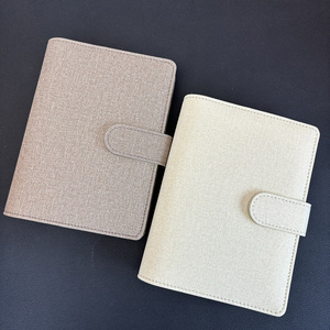 Raccoglitore per buste contanti A6 con anelli da 30 mm e hardware dorato, con portafoglio con cerniera, agenda e organizer per la gestione del budget in lino - Product Image 1