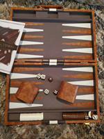 Jeu de Backgammon de Luxe en Bois 15/17/19 Pouces, Plateau Pliant avec 32 Pièces, Jeu de Stratégie Portable pour Adultes et Enfants