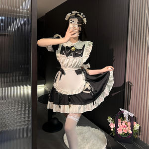 Dolce carino Lolita <span class=keywords><strong>cameriera</strong></span> Cosplay vestito Set elegante Anime costumi <span class=keywords><strong>per</strong></span> uniforme con stretta manica in vita grembiule - Product Image 4