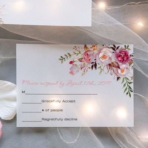 การ์ดเชิญงานแต่งงานแบบปกแข็ง พิมพ์ลายดอกไม้สีชมพูบนกระดาษเวลลัม ด้วยเท<span class=keywords><strong>คน</strong></span>ิค UV ดีไซน์หรูหรา สำหรับ<span class=keywords><strong>คน</strong></span>ยุคใหม่ ฉลองงานแต่งงาน - Product Image 4