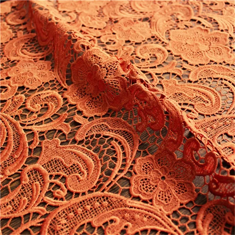 Eco-friendly 125cm Knitted Material Nylon African Cord Floral Lace Fabric for Wedding Dress Wedding Party Fashion Embroidered
