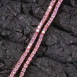 4 millimetri Pieno Rosa CZ Tennis Catena Della Collana Cubic Zirconia Donne Rapper Del Choker Della Collana Del Bambino di Rosa Dei Monili - Product Image 4