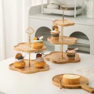 ถาดไม้ไผ่สำหรับเสิร์ฟขนมหวาน ของขวัญ ของตกแต่งงานปาร์ตี้ ถาดวางเค้ก คัพเค้ก ขนมหวาน - Product Image 2