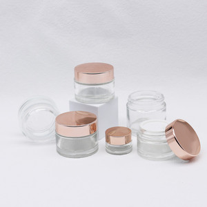 Lọ Thủy Tinh 50Ml Lọ Kem Mỹ Phẩm Thủy Tinh Trong Suốt 50G Có Nắp Nhôm Màu Vàng Hồng - Product Image 2