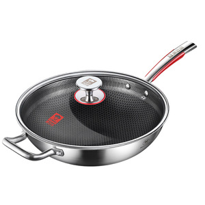Wok antiadhésif Bach en acier inoxydable 304, design nid d'abeille, pour cuisinières à gaz et à induction - Product Image 1