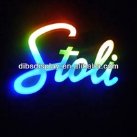 Papan tanda iklan LED luar ruangan 3d kustom Display huruf logam lampu latar Led baja tahan karat saluran akrilik Logo depan