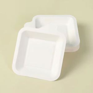Assiettes à dessert carrées compostables écologiques de 4 pouces avec logo personnalisé pour les événements à emporter et les marques privées - Product Image 4