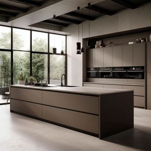 Cuisine modulaire en laque blanche au design moderne avec plan de travail en marbre, taille personnalisée, ensemble de meubles de cuisine Shaker pour villa - Product Image 4