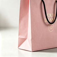 Sacs cadeaux de luxe personnalisés avec logo rose mat, laminés, en papier, avec dorure à chaud, réutilisables, imperméables et écologiques