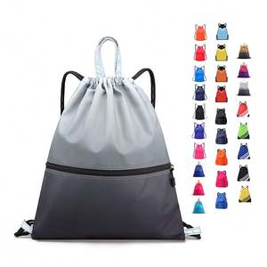 Custom logo Wholesale Polyester Zipper Drawstring Backpack <b>Bag</b> Reusable Outdoor Drawstring Sports Gym <b>Bag</b> Storage <b>Bag</b> - Product Image 1