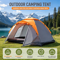Tente de camping familiale d'extérieur avec auvent pratique, résistante à la pluie, accessoire idéal pour les rassemblements de groupe
