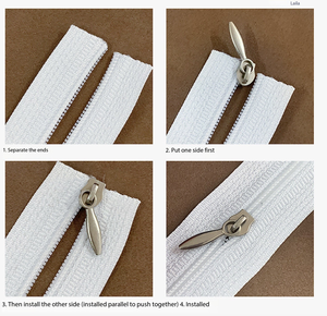 Một bó 3 # Nylon mã cài Đặt đôi kim nhà dệt Quilt gối trường hợp dây kéo 400 bãi tẩy trắng đen sân Nylon dây kéo - Product Image 6