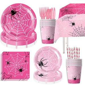 Set de Artículos para Fiesta de Cumpleaños de Mujer Araña, Platos de Papel, Vasos, Mantel, Decoraciones Desechables para Niñas de 5 a 7 Años - Product Image 3