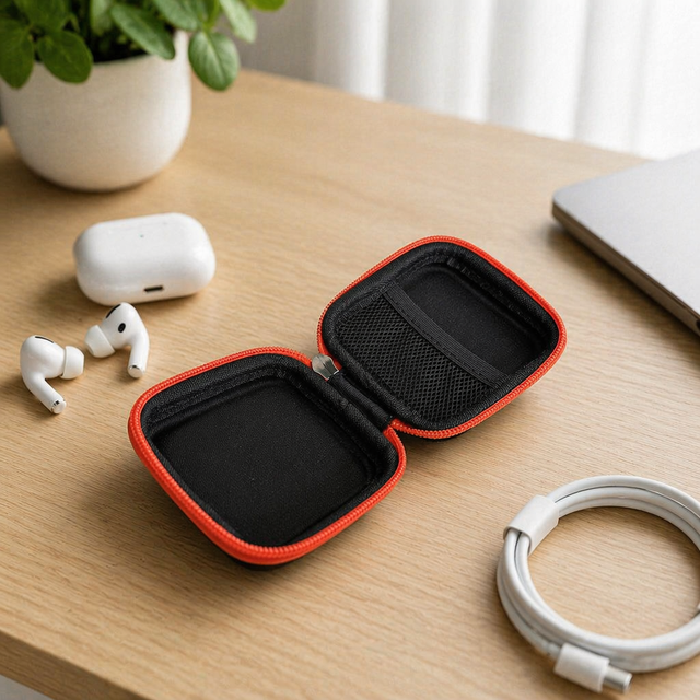 Bulk Laserable Leatherette EVA Earbud Case Custom Waterproof Hard Shell Case for Charger and Cable Portable Durable Protection