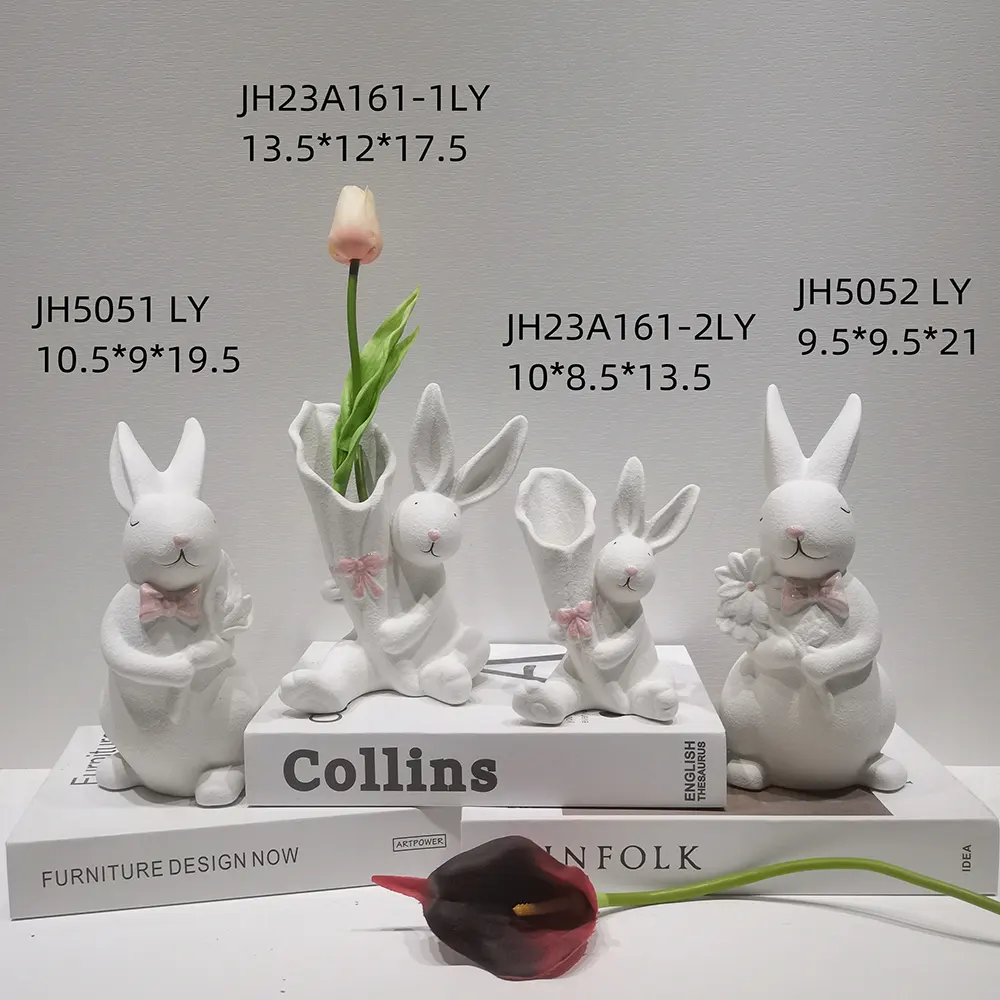 Cadeaux du festival du lapin de Pâques Lapin en céramique avec coeur Printemps Figurines de lapin mignon Ornements