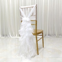 Élégant ruban de chaise en mousseline unie 100% polyester, installation facile pour mariage