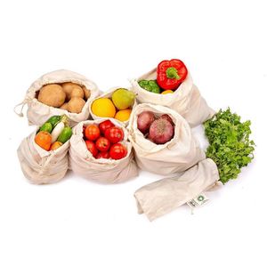 Sac à provisions réutilisable écologique en mousseline de coton biologique avec motif rayé pliable Sac à provisions-Taille et logo personnalisables - Product Image 1