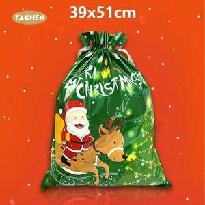 YACHEN Sacs d'emballage de cadeaux de Noël 30 pièces + 30 sacs d'emballage de cadeaux de Noël avec cordon de serrage en vrac - Product Image 5